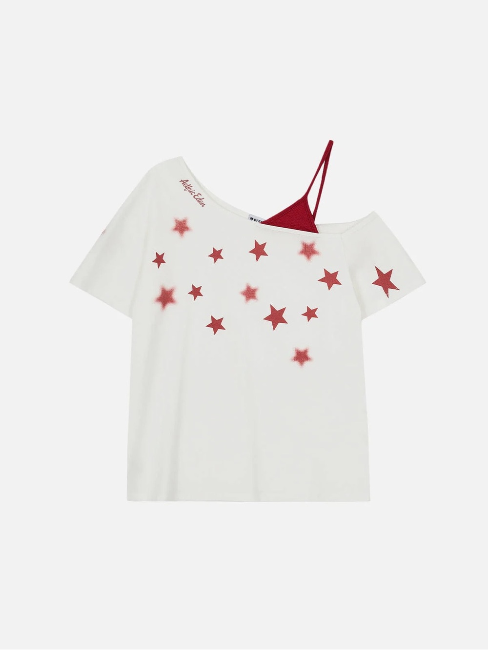 Aelfric Eden White Short Sleeve Tee with Red Star Print